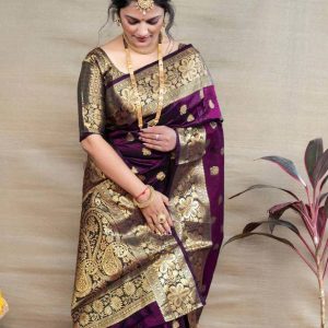 Woven, Self Design Banarasi Silk Blend, Pure Silk Saree