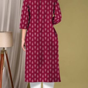 Women Printed Cotton Blend Straight Kurta